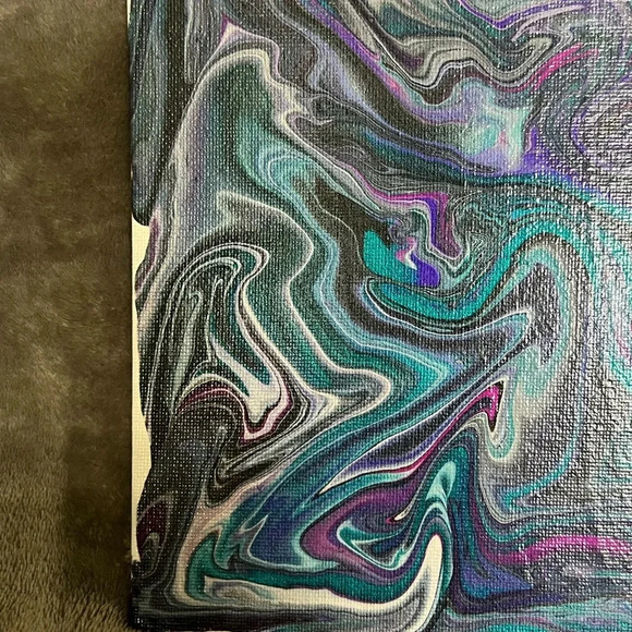 8”x8” paint pour - Teal, Purple, Lavender, White, Silver and Black - Picture 4 of 5